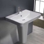 CeraStyle 079600U-PED Rectangular White Ceramic Pedestal Sink